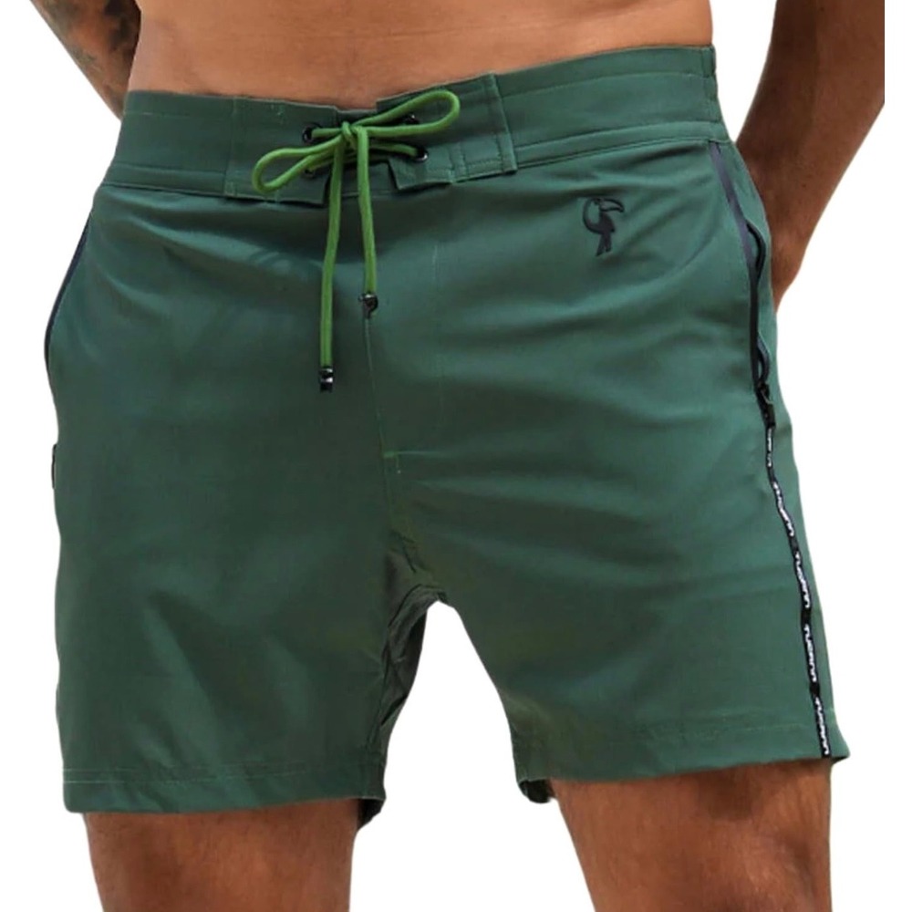 Tucann Mens Green Swim Trunks Compression Liner Board Shorts Large Forest Green
